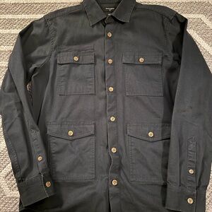ONLY & SONS Navy Shirt Jacket with Tan Buttons